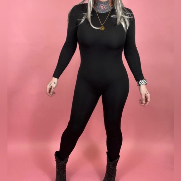 Labanby Eva Long Sleeve Zipper Solid Color Jumpsuit Black Large NIP - Picture 2 of 7